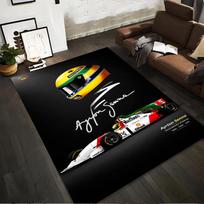 Ayrton Senna Racing Helmet and Car Rug Non-slip rug suitable for living room and bedroom sofas. 40x60cm( 15x23in ) white