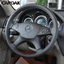 Rankomis siūta juodos odos vairo apdangalas, skirtas Mercedes Benz W204 C-Class 2007-2010 C300 C280 C260 C230 C180 C200 dark blue thread black
