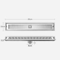 Stainless Steel Linear Floor Drain Anti-Odor Long Floor Drain Shower Drain Bathroom Drainer 60cm sidabras
