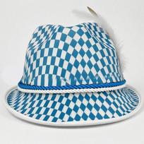 Blue White Check Oktoberfest German Alpine Hat Jazz Party Cap Adult Costume Hat Jazz hat