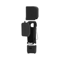 On the Go Action Camera Cover Set with Silicone Body Lens Screen and Handle Coverage, Wrist Lanyard for Daily Use black