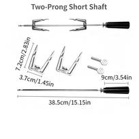 BBQ Rotisserie Skewer Rod Kit Detachable Two Three Prongs Fork Short Long Shaft Option for Outdoor Grilling Roasting Cooking gray