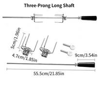BBQ Rotisserie Skewer Rod Kit Detachable Two Three Prongs Fork Short Long Shaft Option for Outdoor Grilling Roasting Cooking gray