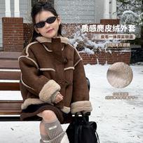 Kids Girls Thickened Fleece Lined Warm Winter Padded Cotton Coat Outwear 160cm ruda