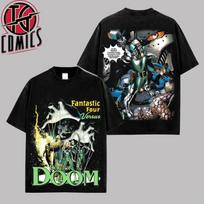 Retro Doctor Doom x Fantastic Four Graphic Premium Cotton T-Shirt (Made In US), M gray