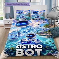 Astro Bot 3Pcs Bedding Set, Duvet Cover with 2 Pillowcases, Tropical Ocean Robot Print Bed Linen, No Comforter No Pillow Core 155x200cm