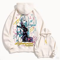 Cyberpunk Edgerunners Graphic Hoodies Autumn Winter Men Manga Vintage Oversized Unisex Streetwear Trendy Sports Graphic Y2k Short Sleeves Classic L white
