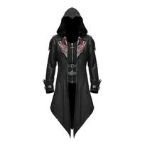 Asasino Cosplay Viduramžių Vyro Kostiumas Gatvės Apranga Su Gobtuvu Striukės Viršutinis Drabužis Kostiumas Edward Creed Helovino Persirengimo Apranga Šventė S juoda