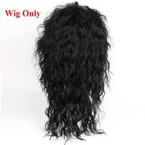 Anime Michael Jackson Cosplay Michael Cosplay Juodi perukai Michael Role Play Vidutinio ilgio garbanoti juodi plaukai Perukas Helovino Cos Perukai One Size black