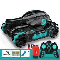 Gestais valdomas RC 4WD tankas, paleidžiantis vandens bombas, driftuojantis tankas, 2.4G nuotolinio valdymo elektrinis žaislinis automobilis, muzikinis šarvuotas automobilis Dual remote control gray