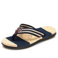 Wholesale Summer Flip-Flops Couple Beach Sandals and Slippers Clip-On Rubber Outdoor Trend Men's Slippers Big Size 41 mėlyna