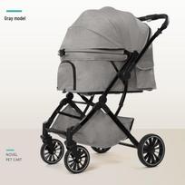 Lengvas Dvipusis Augintinio Vežimėlis Mažiems Šunims ir Katėms, Sulankstomas Viena Ranka Two-Way Push (Gross Weight 8.7kg) gray