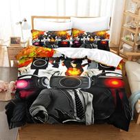 Game Skibidi Toilet Arale Duvet Cover Pillowcase Bedding Set Boys Girls Bedroom Decoration Children Gift Single Double King Size (135x200cm) black