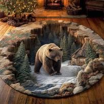 3D Gyvūnų Vizualinė Gaudyklė Kilimas Kilimėlis Neslystantis Lokio Tema Namų Dekoras Svetainei Miegamajam Namų Kilimai Miegamajam Kilimas 40x40cm brown