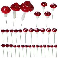 33pcs  Mini Toadstools Mushrooms Garden Fairies Accessories Simulation Foam Ornament Potted Plants Crafts Decorations brown