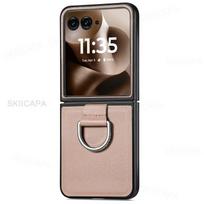 Skirta Motorola Razr 70 Ultra su žiedu laikiklis telefono dėklas MOTO Razr Ultra 2026 kortelių laikikliai odinė piniginė apsauginis galinis dangtelis MOTO Razr 70 Ultra chaki