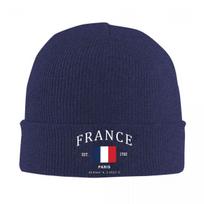 France Flag Paris Skullies Beanies Caps Unisex Women Unisex Winter Warm Knitting Hat Adult French Patriotic Pride Bonnet Hats Knit Hat gray