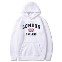 Londonas Anglija Vyriškas Džemperis su gobtuvu Vilna Lauko Sportas Laisvalaikio Megztinis Apranga L balta