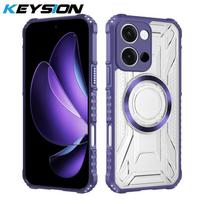 KEYSION Transparent Magnetic Case for OnePlus Nord 6 CE6 Silicone+PC Heavy Duty Shockproof Phone Back Cover for OnePlus 1+Nord CE 6 for OnePlus Nord CE6 violetinė