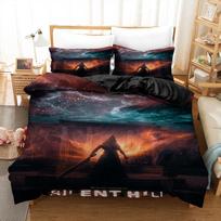 New Return -To S-Silent H-Hill Printed Bedding Set Cozy Duvet Cover King Queen Single Size Birthday Gift Bedroom Decoration 140*200cm/55x79in Single/Twin 3pcs black