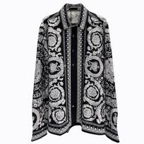 2024 Autumn Euro-American Digital Print Men's Long-Sleeve Fashion Shirt M gray