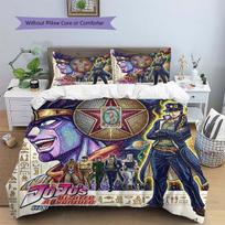 JoJo's Bizarre Adventure Patterned Pillowcase & Duvet Cover Set 3-Piece Anime Bedding Decor Great Gift for Fans YUN6516 EU Single 135*200cm/53x79in 3pcs gray