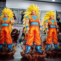 35cm Dragon Ball Z Goku Anime Figure Son Goku 2.0 With Light Base Action Figurine Ssj3 Goku Model PVC Statue Collection Gift Toy black