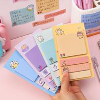 4pcs Kawaii Cartoon Animals Sticky Notes Bear Writing Memo Pad Notepad Stationery Paper Stickers Bookmark Flags Index Tab Label white