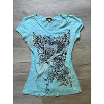 KOSY Women's Subculture Vintage Purple Print T-Shirt Summer Y2k American Retro Slim Tees Casual Harajuku Grunge Fashion Tops New XL blue
