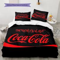 Coca Cola Bottle Cap Custom Name Pattern Bedding Quilt Set Quilt Cover Pillowcase Home Birthday Gift(1 * duvet cover + 2 * pillowcase, without core) 155x200cm