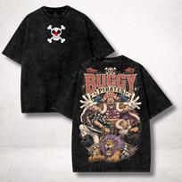 2026 One Piece Shanks Red Hair Pirate King T-Shirt Men Women Vintage Washed Black Graphic Tee Back Print Anime Streetwear L black