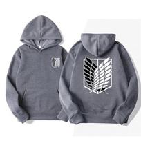 Mikasa Eren Survey Corps Hoodie - Trendy Attack on Titan Long Sleeve Jacket | New Spring Arrival Medium gray