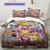 Jojos Bizarre Adventure Pattern Bedding Quilt Set Quilt Cover Pillowcase Home Birthday Gift(1 * duvet cover + 2 * pillowcase, without core) 135x200cm