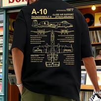 Men'S A-10 Thunderbolt II Military Jet Blueprint T-and kids tshirt Loose Fit Aviation Enthusiast Tee Printed Attack Aircraft Cutaway 130 black