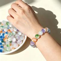 50Pcs Uv Color-Changing Glitter Resin Beads Multiple Colors With Pre-Drilled Holes For Diy Bracelets & Jewelry Making Multicolor beige