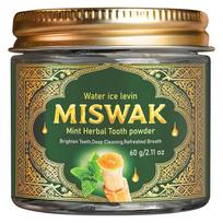 MISWAK Mint Herbal Tooth Powder, Deep Cleaning & Brightening with Charcoal & Hyaluronic Acid for Fresh Breath geltona