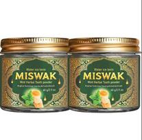 MISWAK Mint Herbal Tooth Powder, Deep Cleaning & Brightening with Charcoal & Hyaluronic Acid for Fresh Breath pilka
