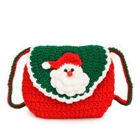 Bow Christmas Crossbody Bag Elk Deer Women's Knitted Bag Soft Woven Square Pouch  Storage raudona