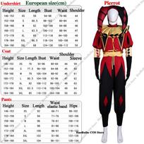 Laisvalaikio cirko Pierrot klouno pilnas komplektas Cosplay kostiumas Perukai Helovino Roleplay apranga Drabužiai Unisex Kaukė Skrybėlė M black