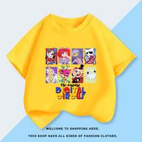 Kids Clothing Tees Summer The Amazing Digital Circus Graphic Fashion Short Sleeve T-shirt Children's Tops 140 yellow