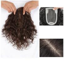 Hair Extension Hair Toppers Wigs with Bangs Corn Perm Fringe Hair Pieces  Daily Use 35CM Dark Brown white