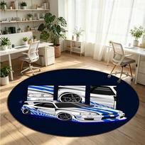 Fast And Furious Printed Round Crystal Velvet Rug Soft Non Slip Floor Carpet For Bedroom Holiday Gift 80cmx80cm gray