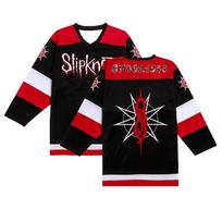 9 taškų žvaigždės ledo ritulio marškinėliai Slipknot roko grupės PREKĖS Unisex kvėpuojantis viršus V-kaklas ilgomis rankovėmis griovelis metalinis tinklelis marškinėliai M red