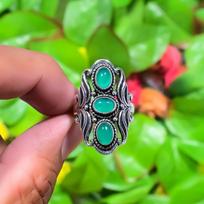 Green Onyx Handmade 925 Sterling Silver Jewelry Ring Size 10.5 a1Q29 brown