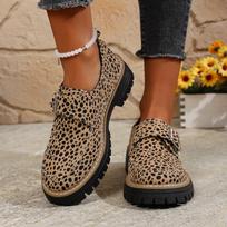 New Large-sized Women's Autumn Thick-heeled Round-toed Velcro Single Shoes 43 leopardo rašto spalva