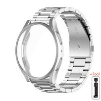 TPU dėklas + dirželis Samsung Galaxy Watch 7/6/5/4 40mm 44mm Nerūdijančio plieno apyrankė Watch 6 Classic 43mm 47mm Metalinis dirželio dangtelis Galaxy Watch 7 44mm gray