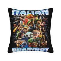 Types of Italian Brainrot Meme Character Pillowcase Printed Cushion Cover Decorative  Pillow Case Cover Bed Square 45X45cm 30x30cm 12x12in gray
