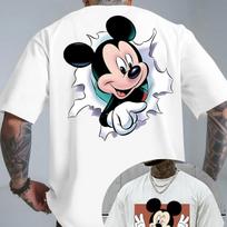 Vasaros Disney Mikės Pūkuotuko Animacinių Filmukų Spausdintas Raštas Spausdinti Grynos Medvilnės Marškinėliai Madingi Laisvi Atsipalaidavę Trumpomis Rankovėmis Unisex L black