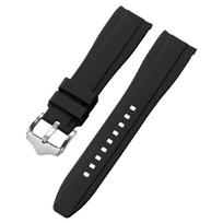 Aukščiausios kokybės silikoninė laikrodžio apyrankė 20mm 22mm lenktu galu guminė laikrodžio juosta Rolex Citizen pakeitimui Apyrankė vyrams 20mm juoda
