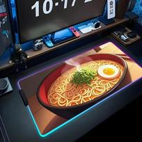 anime ramen Mouse Pad RGB Gaming Mousepad Big LED Pad PC Desk Mat Luminous Mouse Pad Large Keyboard Mats Table Rug With Backlit RGB600x300x3mm brown